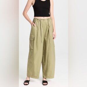 Moon River Olive Green Cargo Pants with Drawstring Waist